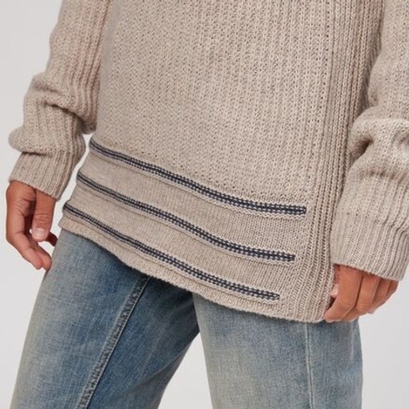 Prana Funen Loop Tunic Tan Ribbed Wool Blend Turtleneck Sweater M Coastal - Picture 2 of 11